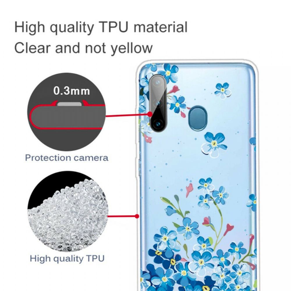 Telefoonhoesje voor Samsung Galaxy M11 Blauwe Bloemen