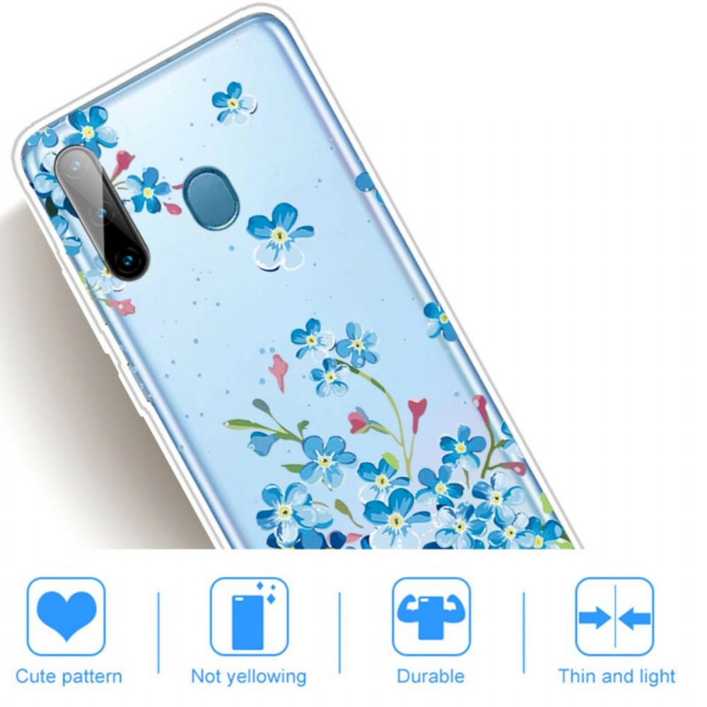 Telefoonhoesje voor Samsung Galaxy M11 Blauwe Bloemen