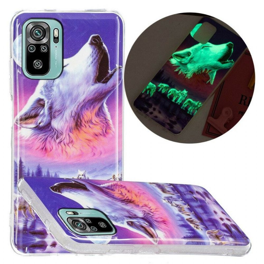 Hoesje voor Poco M5s Fluorescerende Wolf-serie