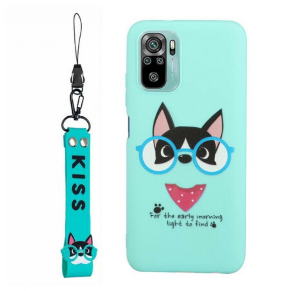 Hoesje voor Poco M5s Hond Met Lanyard Kiss