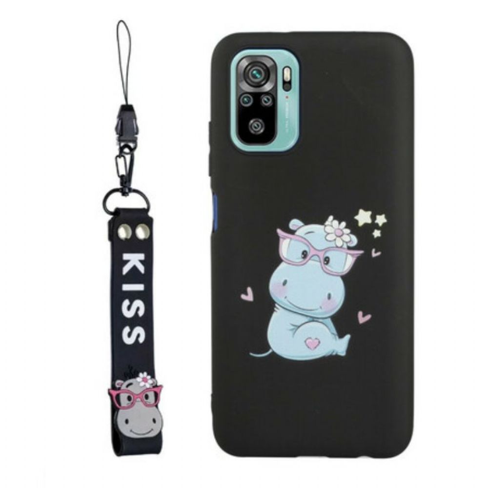 Hoesje voor Poco M5s Nijlpaard Met Kiss Lanyard