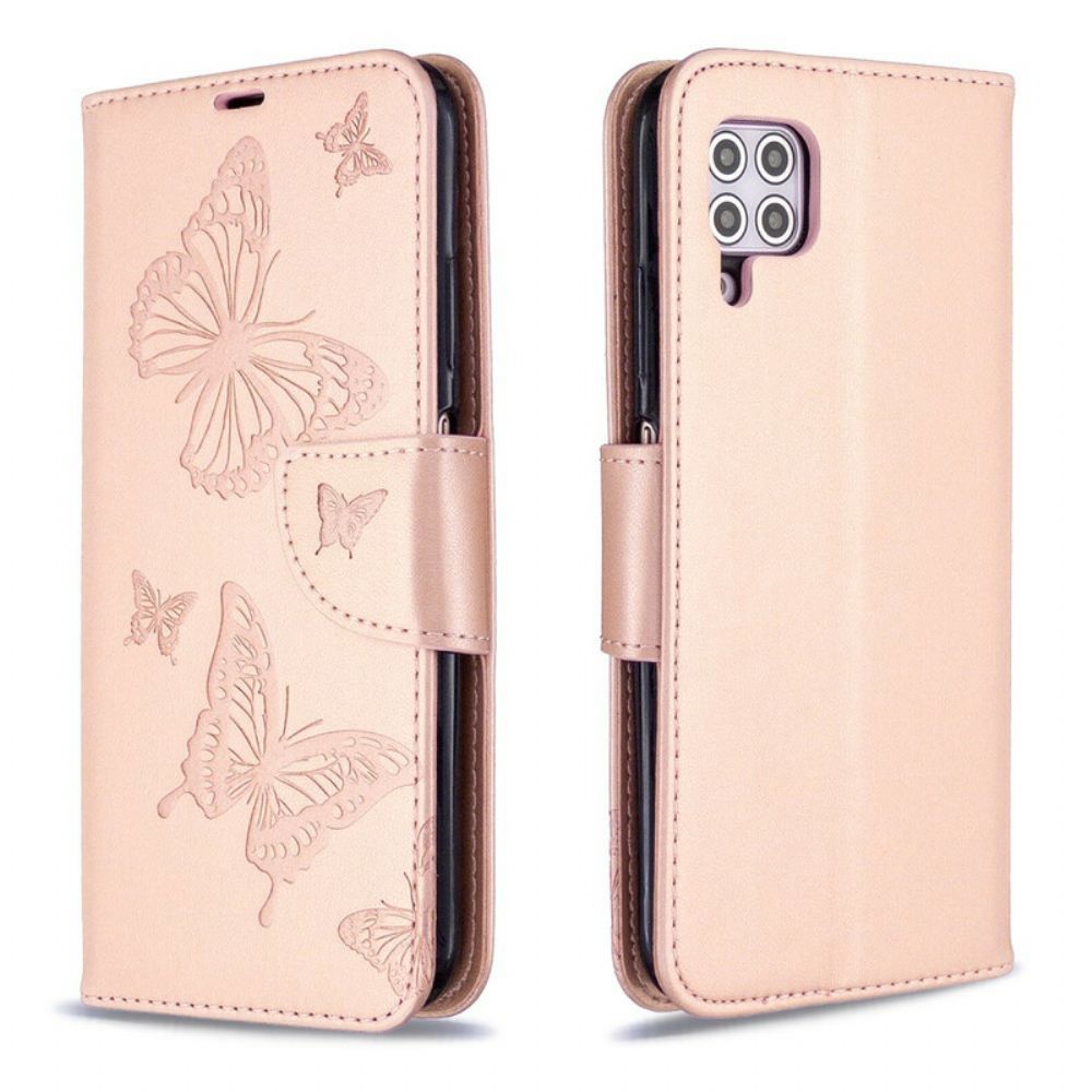 Folio-hoesje voor Huawei P40 Lite Met Ketting Vlinders Print Strappy