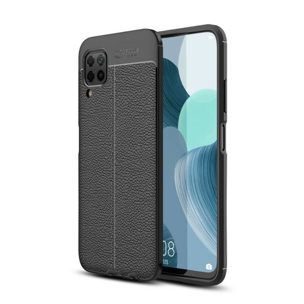 Hoesje voor Huawei P40 Lite Dubbele Lijn Litchi Leder Effect