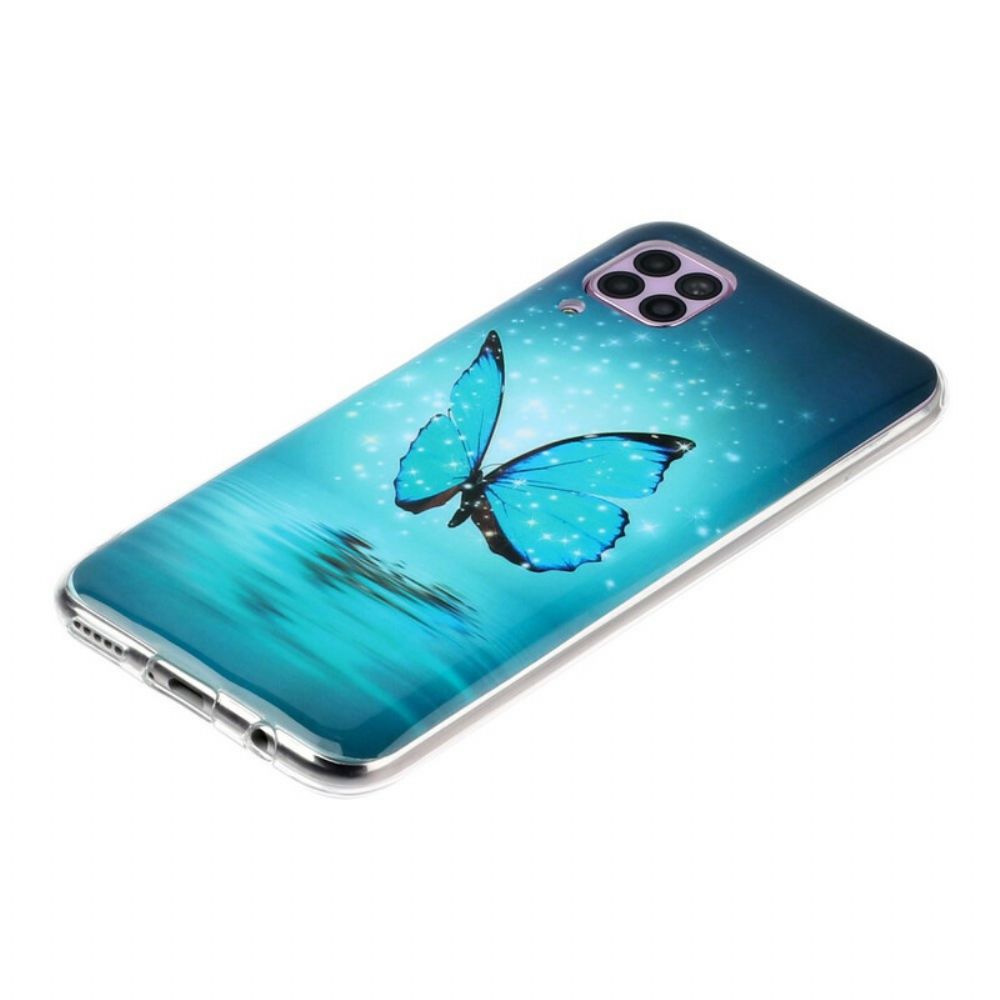 Hoesje voor Huawei P40 Lite Fluorescerende Blauwe Vlinder