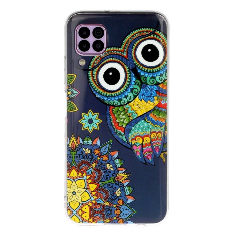 Hoesje voor Huawei P40 Lite Fluorescerende Mandala Uil