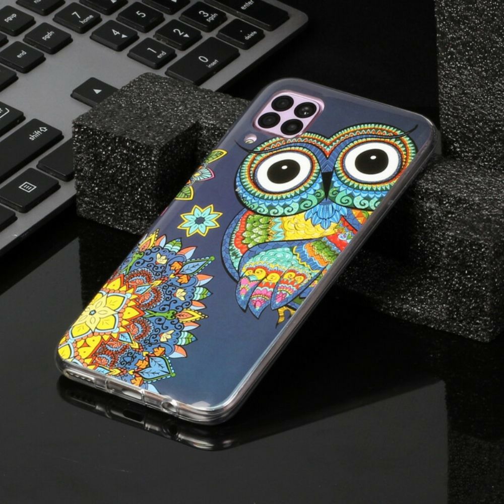 Hoesje voor Huawei P40 Lite Fluorescerende Mandala Uil