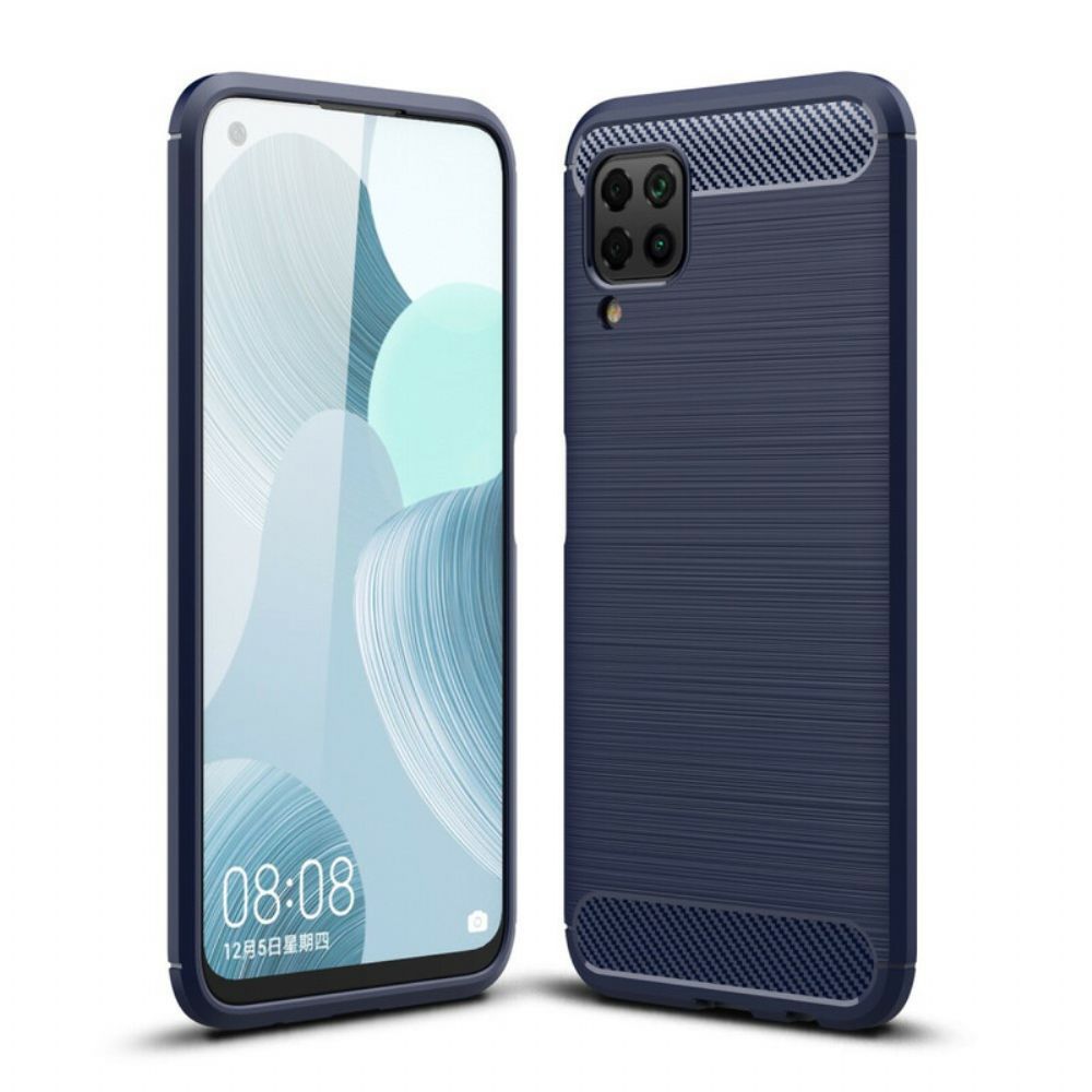 Hoesje voor Huawei P40 Lite Geborstelde Koolstofvezel