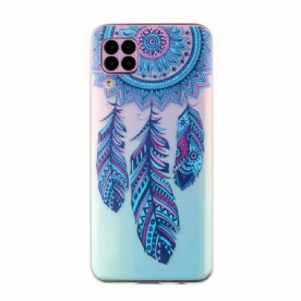 Hoesje voor Huawei P40 Lite Transparante Dromenvanger Blauwe Veren