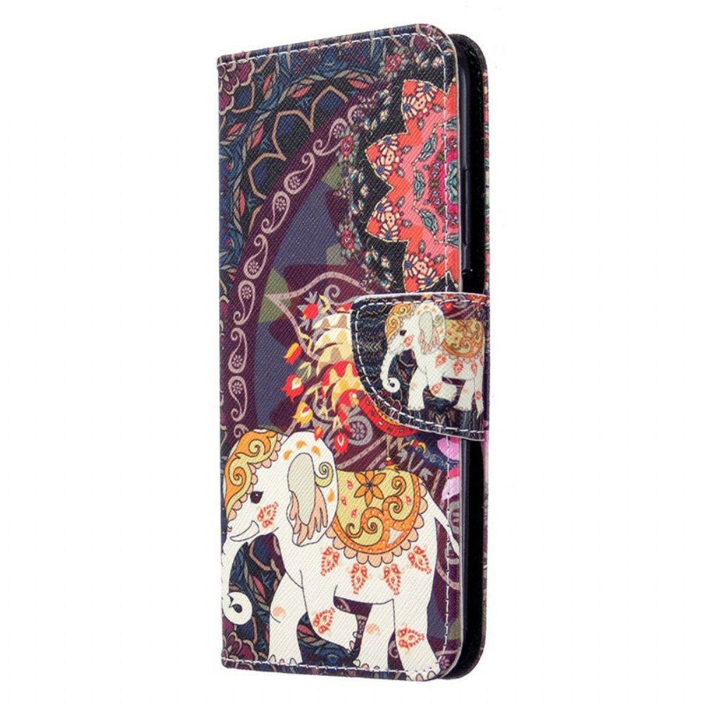 Leren Hoesje voor Huawei P40 Lite Etnische Olifantenmandala