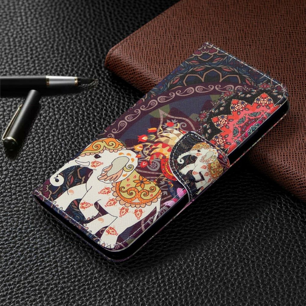 Leren Hoesje voor Huawei P40 Lite Etnische Olifantenmandala