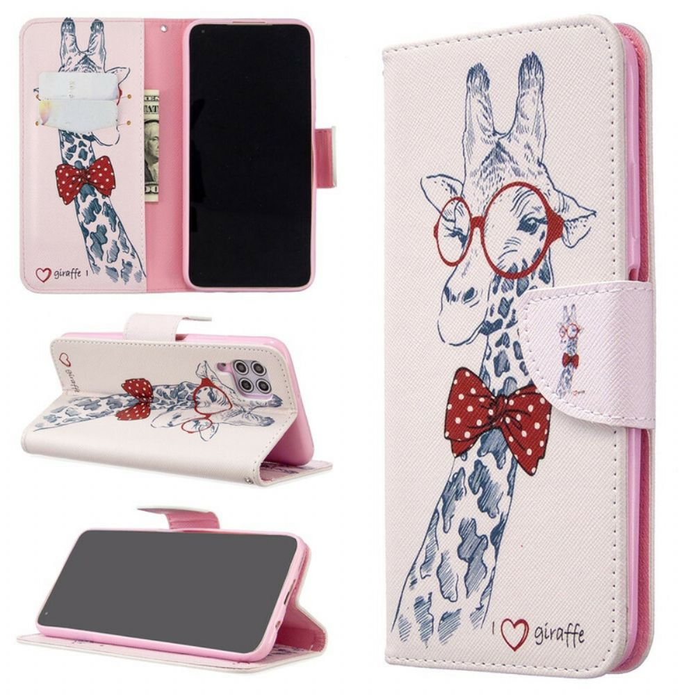 Leren Hoesje voor Huawei P40 Lite Nerdy Giraf