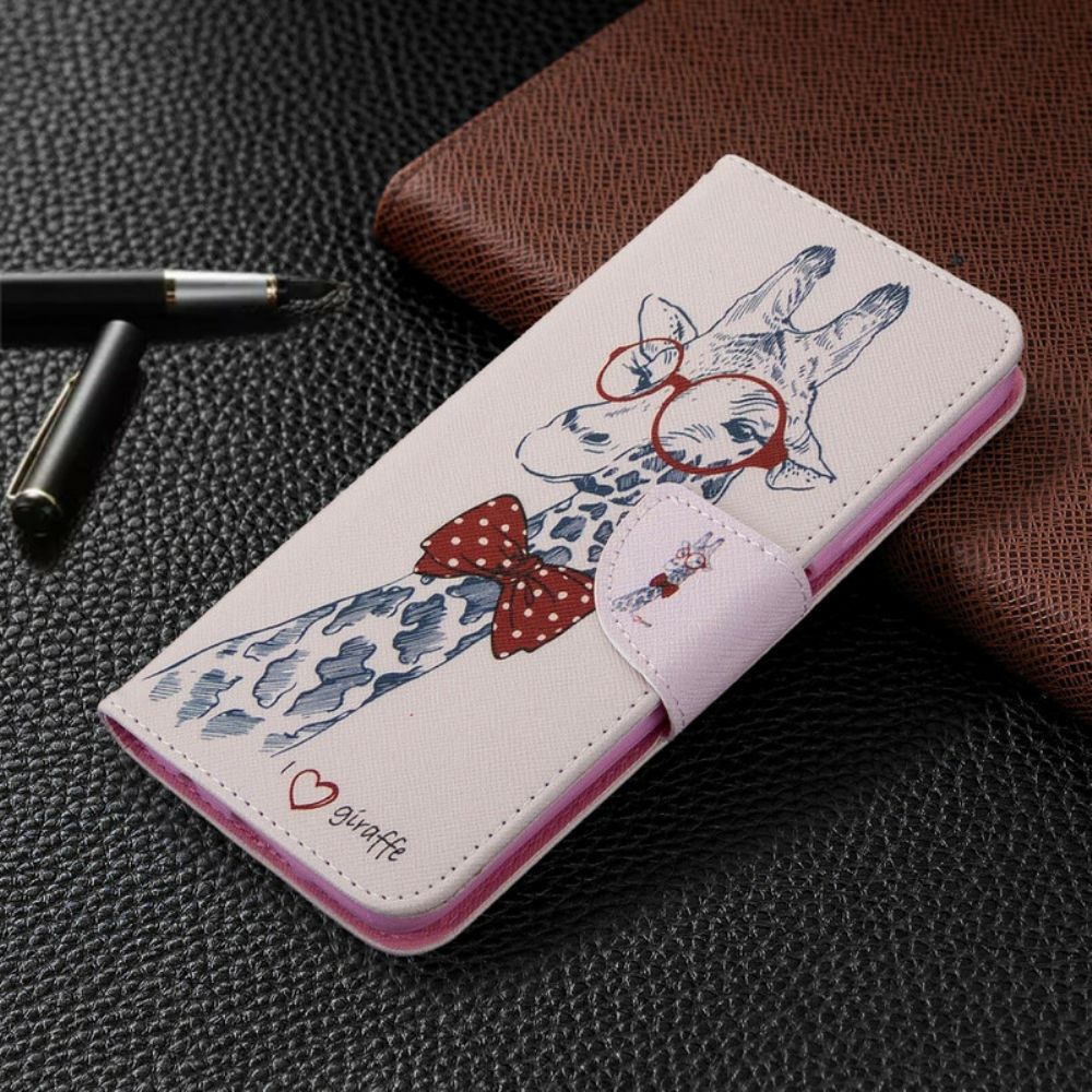 Leren Hoesje voor Huawei P40 Lite Nerdy Giraf