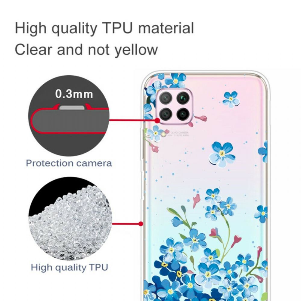 Telefoonhoesje voor Huawei P40 Lite Boeket Blauwe Bloemen