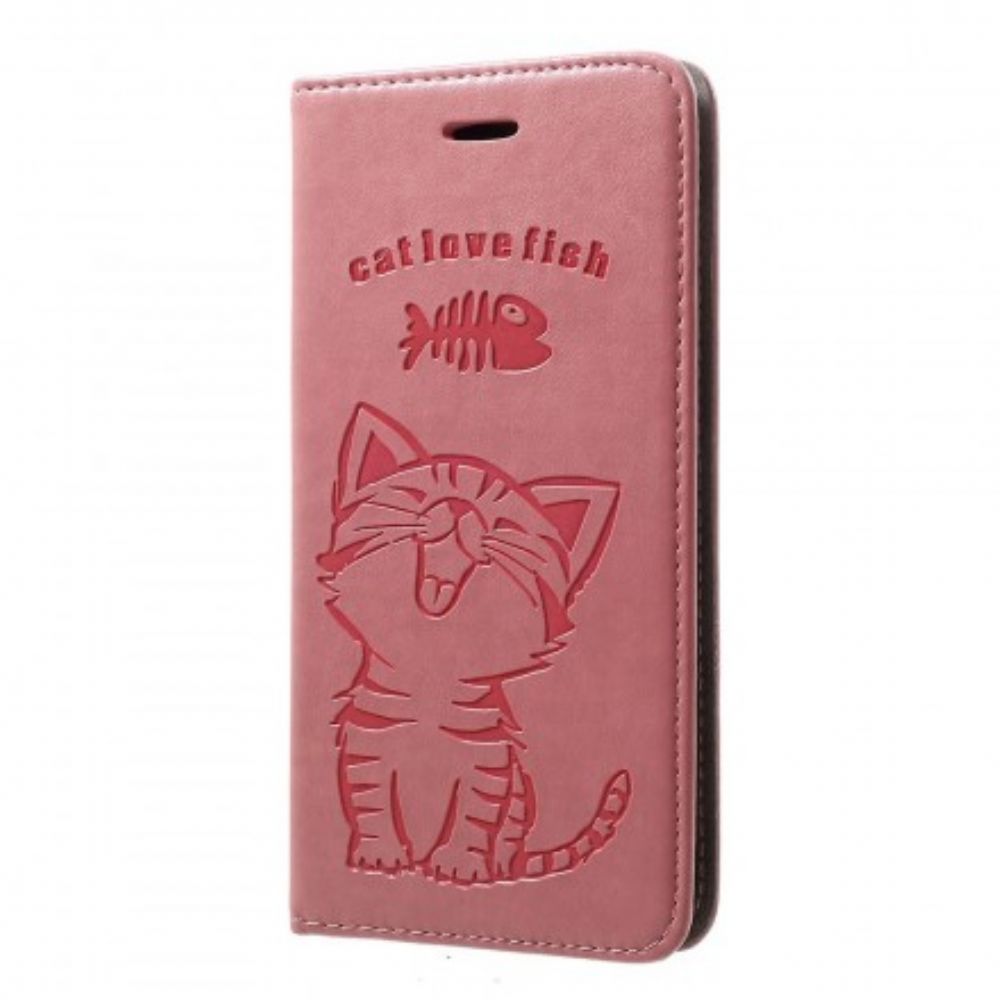 Folio-hoesje voor Samsung Galaxy A30 / A20 Kitten Kat Liefde Vis