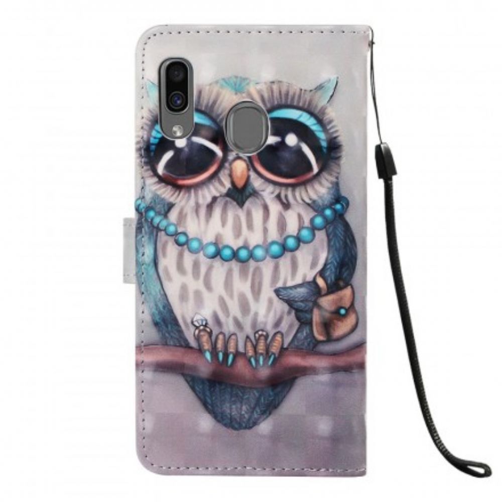 Folio-hoesje voor Samsung Galaxy A30 / A20 Met Ketting Miss Strappy Uil