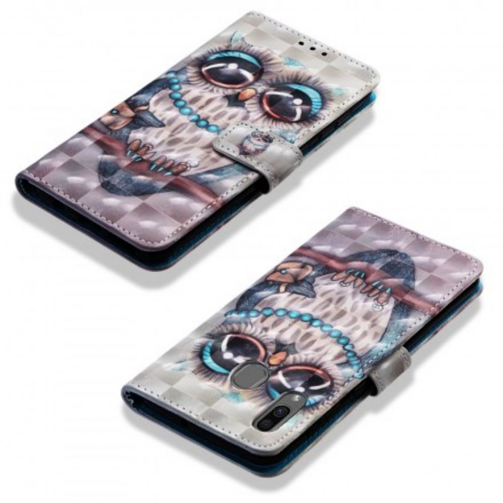 Folio-hoesje voor Samsung Galaxy A30 / A20 Met Ketting Miss Strappy Uil