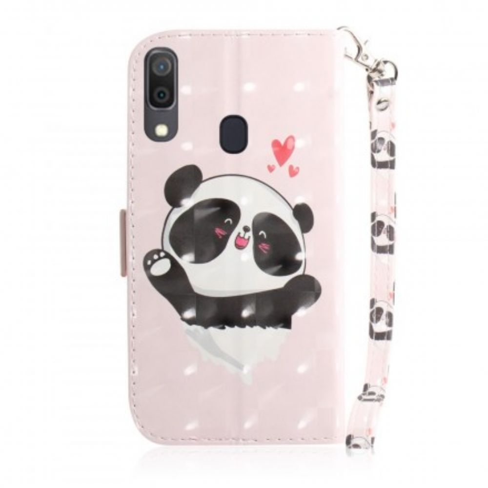 Folio-hoesje voor Samsung Galaxy A30 / A20 Met Ketting Panda Liefdesriem