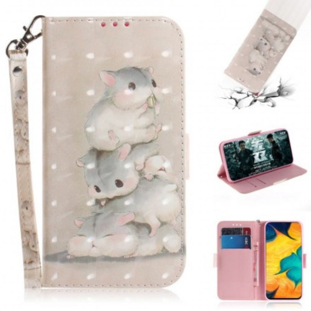 Folio-hoesje voor Samsung Galaxy A30 / A20 Met Ketting Thong Hamsters