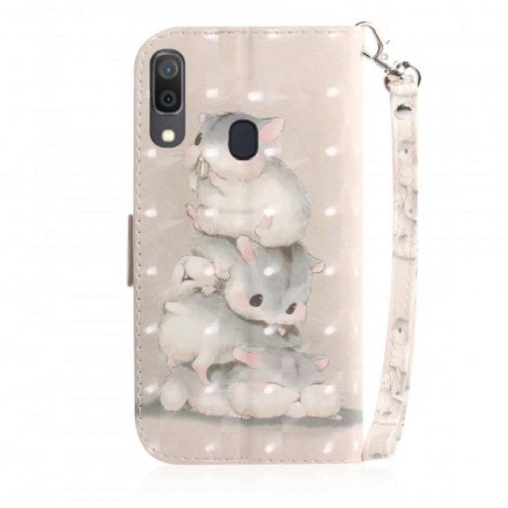 Folio-hoesje voor Samsung Galaxy A30 / A20 Met Ketting Thong Hamsters