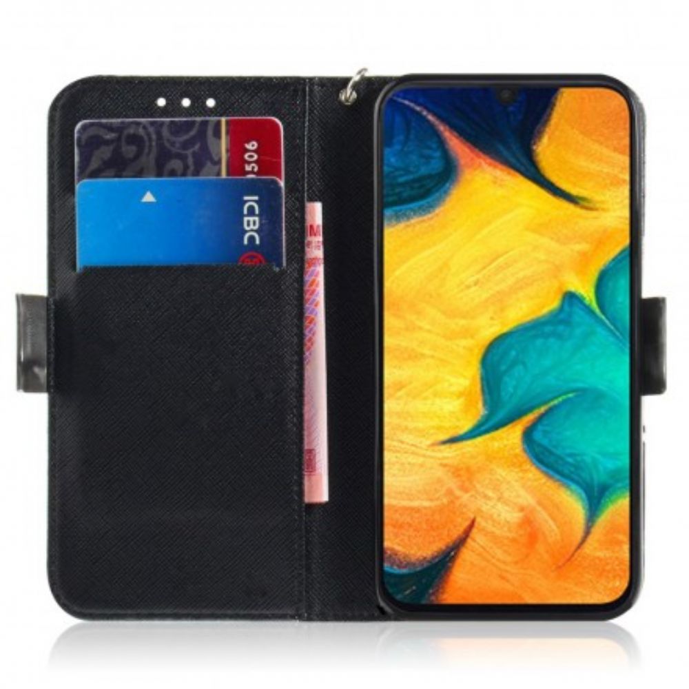 Folio-hoesje voor Samsung Galaxy A30 / A20 Met Ketting Thong Safari Dieren