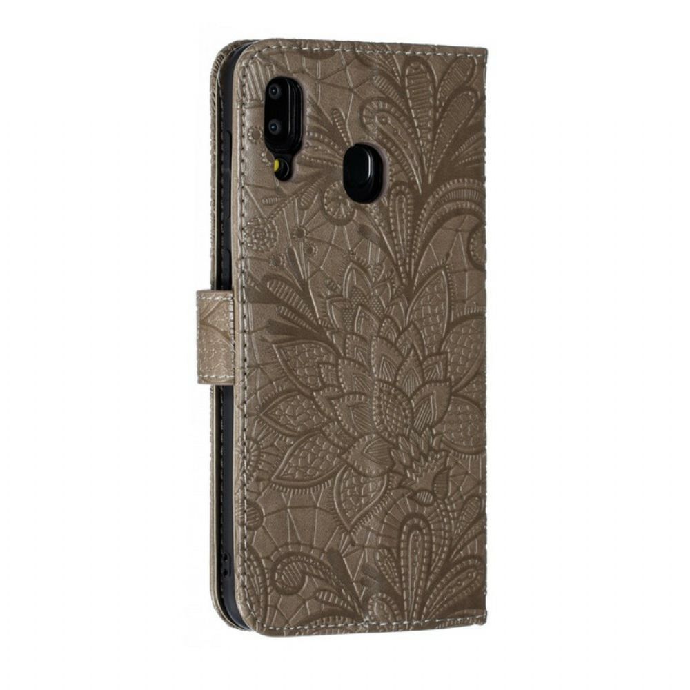 Folio-hoesje voor Samsung Galaxy A30 / A20 Met Ketting Tribal Band Bloemen