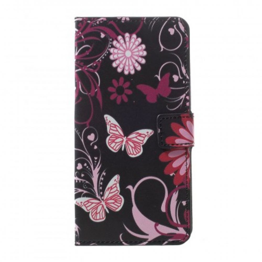 Folio-hoesje voor Samsung Galaxy A30 / A20 Vlinders En Bloemen