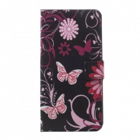 Folio-hoesje voor Samsung Galaxy A30 / A20 Vlinders En Bloemen