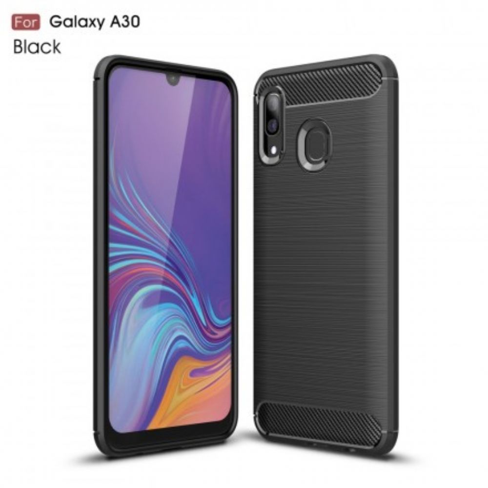 Hoesje voor Samsung Galaxy A30 / A20 Geborstelde Koolstofvezel