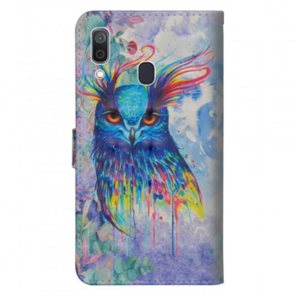 Leren Hoesje voor Samsung Galaxy A30 / A20 Aquarel Vogel