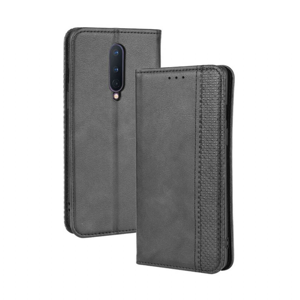 Bescherming Hoesje voor OnePlus 8 Folio-hoesje Vintage Gestileerd Leereffect