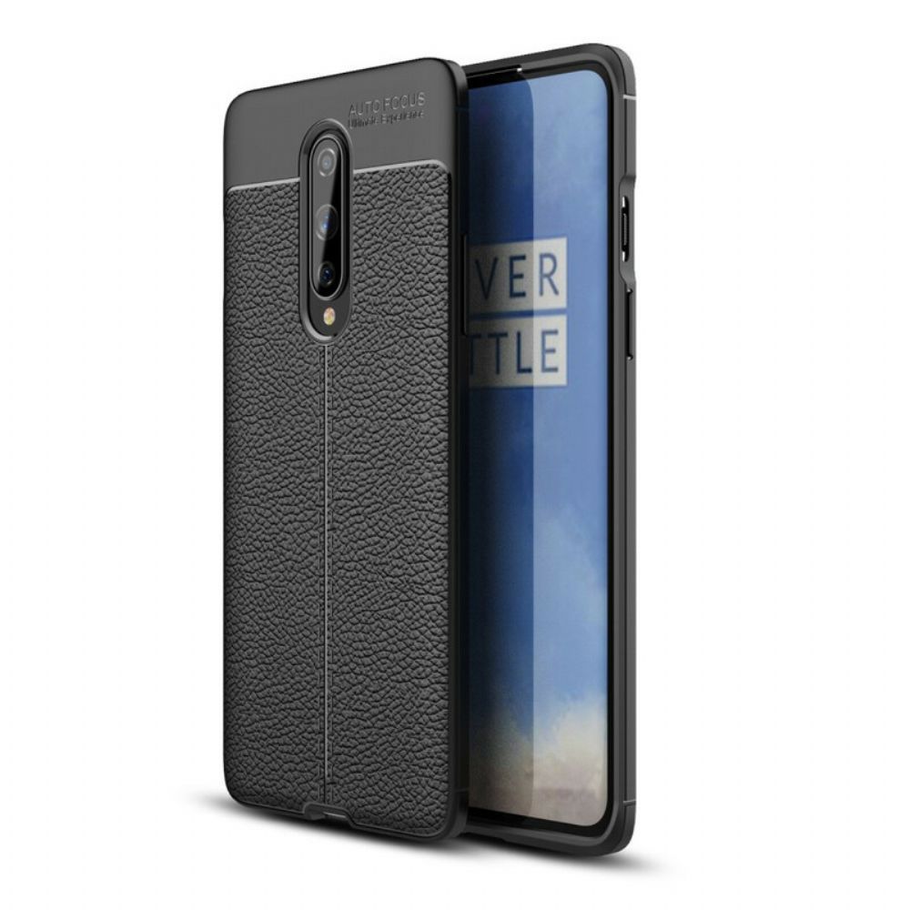 Hoesje voor OnePlus 8 Dubbele Lijn Litchi Leder Effect