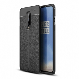 Hoesje voor OnePlus 8 Dubbele Lijn Litchi Leder Effect