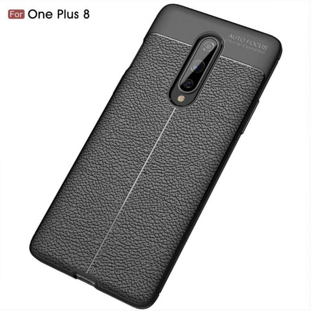 Hoesje voor OnePlus 8 Dubbele Lijn Litchi Leder Effect