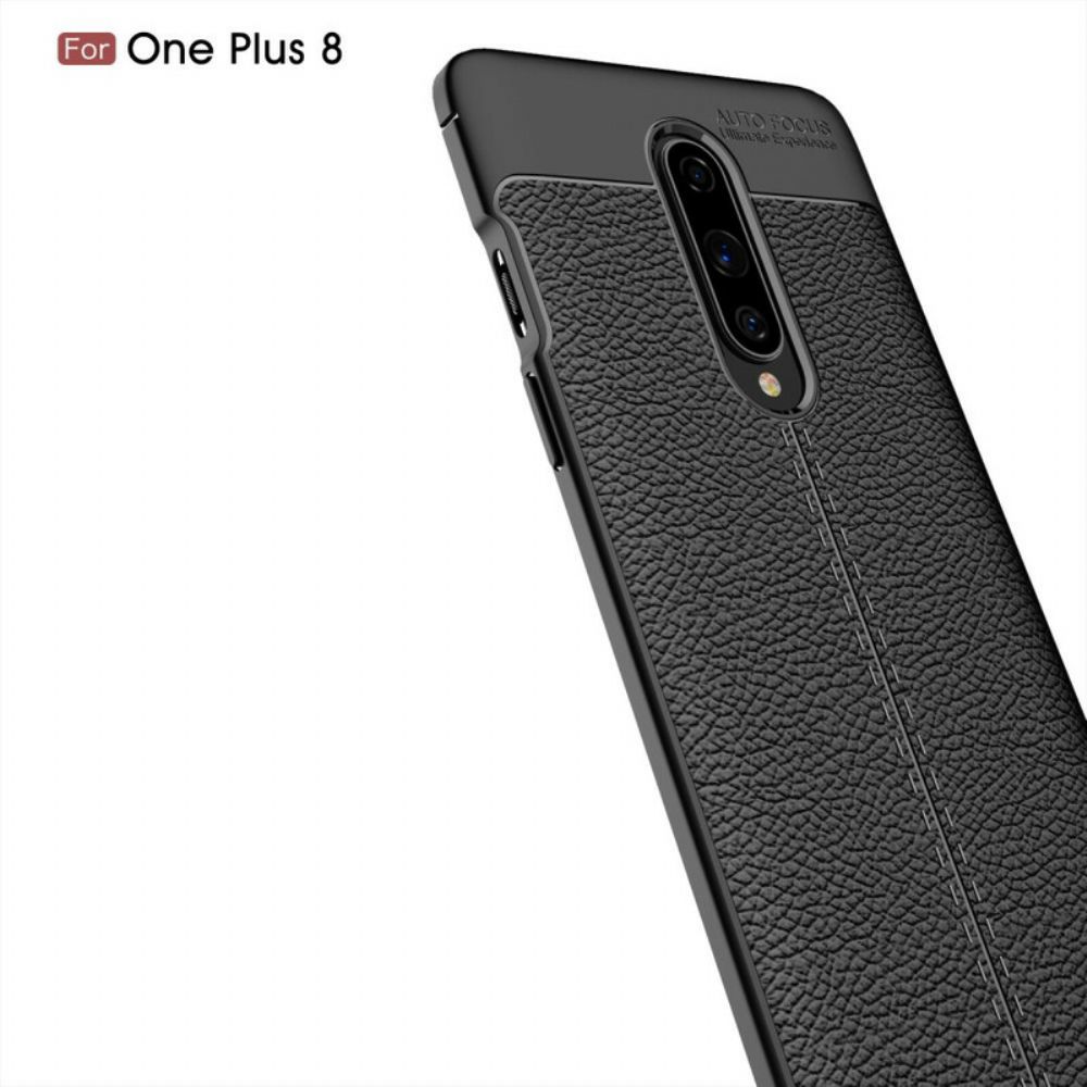 Hoesje voor OnePlus 8 Dubbele Lijn Litchi Leder Effect