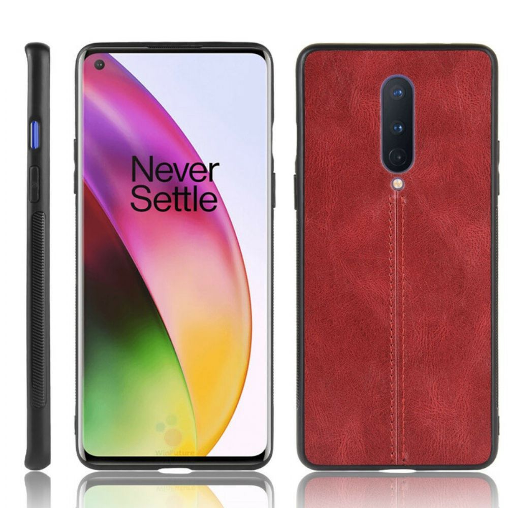 Hoesje voor OnePlus 8 Naad Leereffect