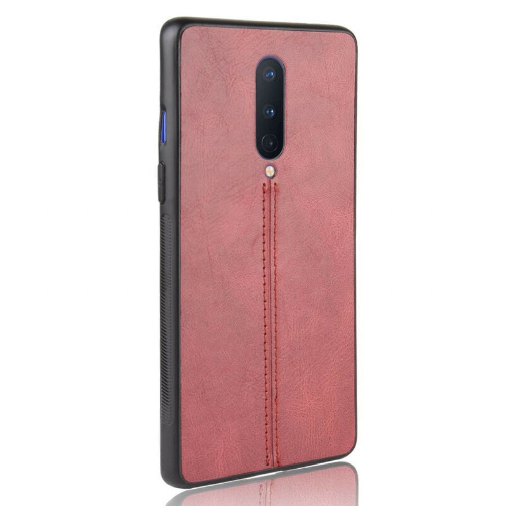 Hoesje voor OnePlus 8 Naad Leereffect