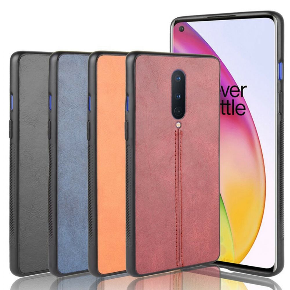 Hoesje voor OnePlus 8 Naad Leereffect