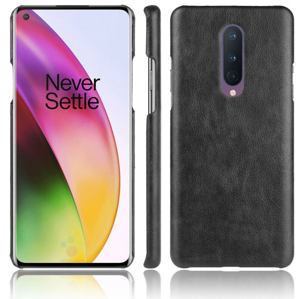 Hoesje voor OnePlus 8 Prestaties Litchi Leder Effect