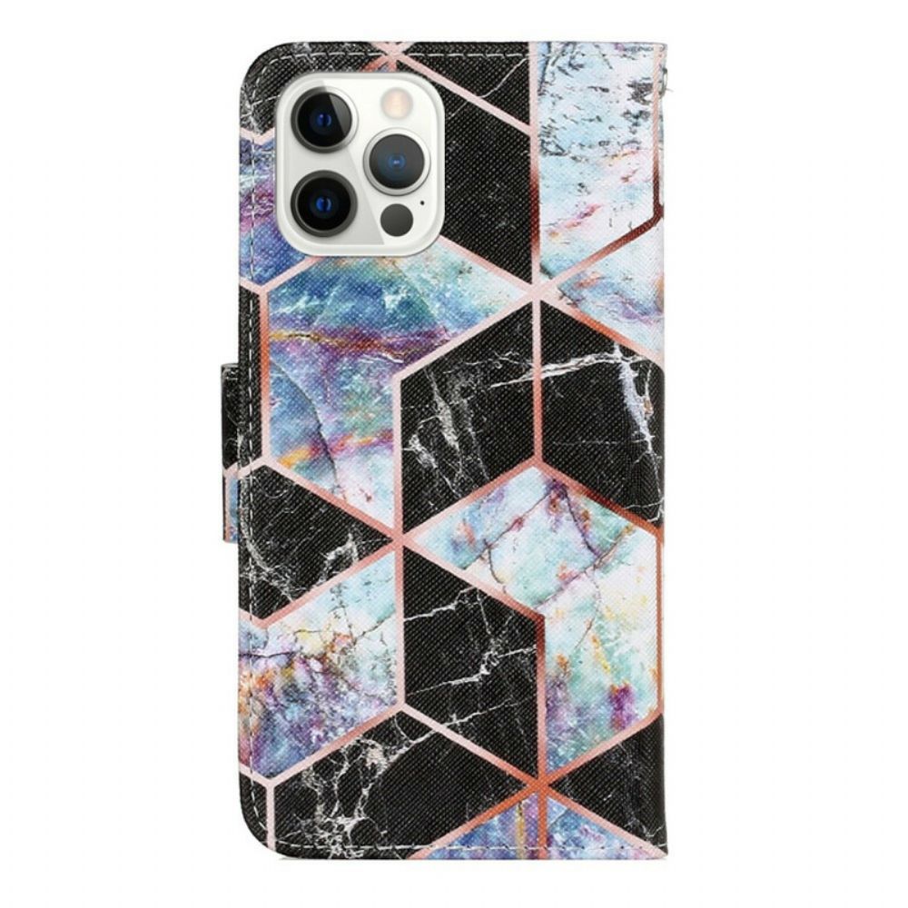 Folio-hoesje voor iPhone 13 Pro Geometrische Marmeren Stijl