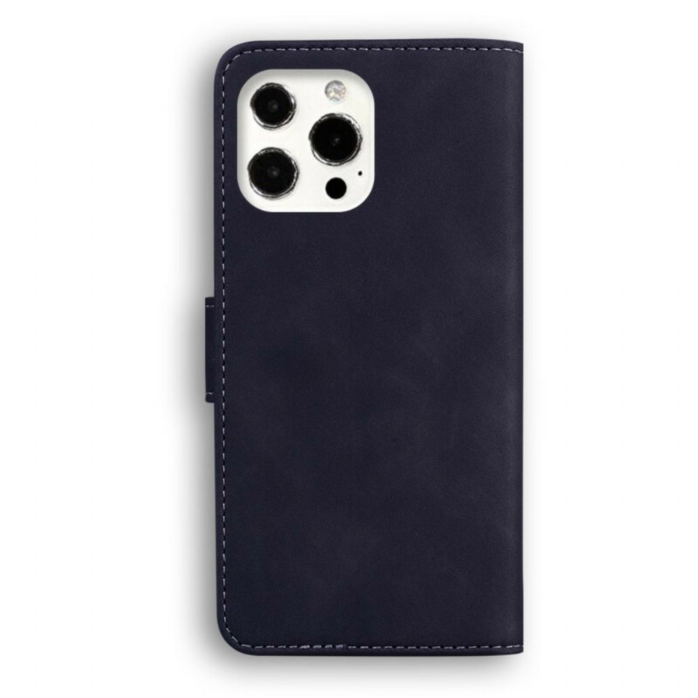 Folio-hoesje voor iPhone 13 Pro Leerstijl Naaien