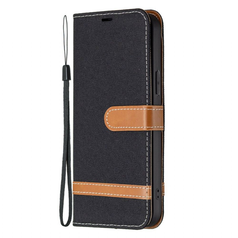 Folio-hoesje voor iPhone 13 Pro Met Ketting Band Met Stof En Leereffect