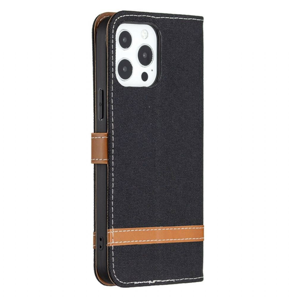 Folio-hoesje voor iPhone 13 Pro Met Ketting Band Met Stof En Leereffect