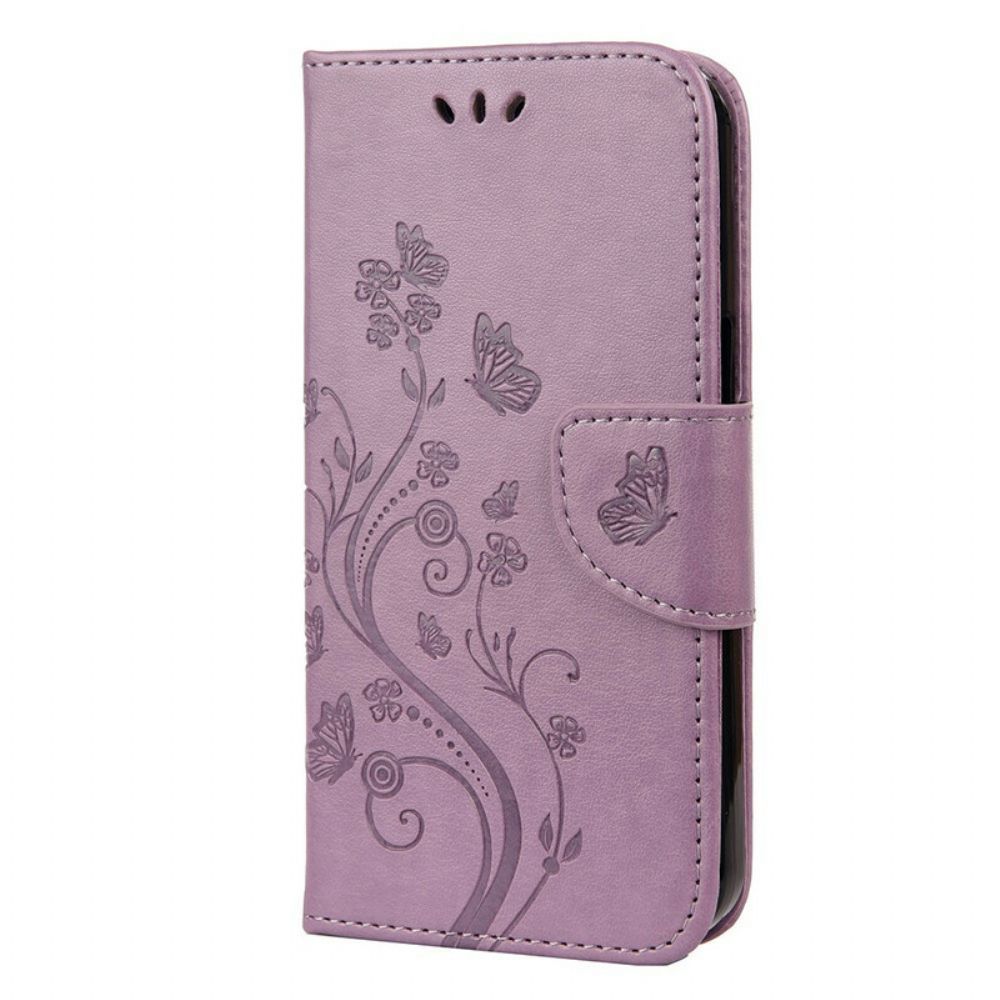 Folio-hoesje voor iPhone 13 Pro Met Ketting Bloemen Strappy