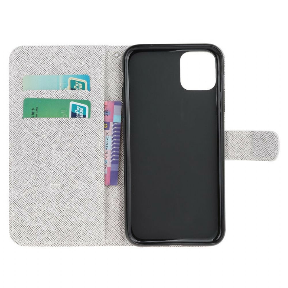 Folio-hoesje voor iPhone 13 Pro Met Ketting Funky Katten Met Riem