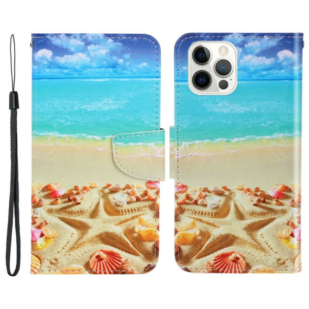 Folio-hoesje voor iPhone 13 Pro Met Ketting Strandstrand