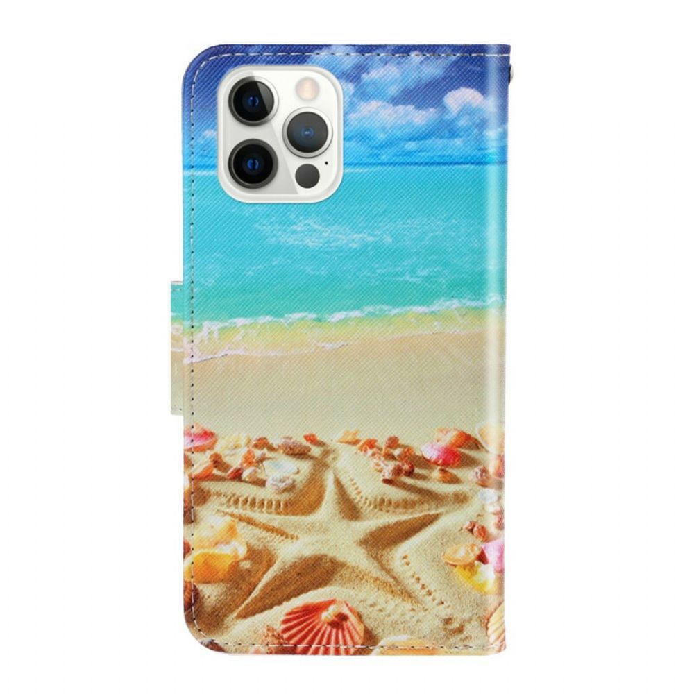 Folio-hoesje voor iPhone 13 Pro Met Ketting Strandstrand