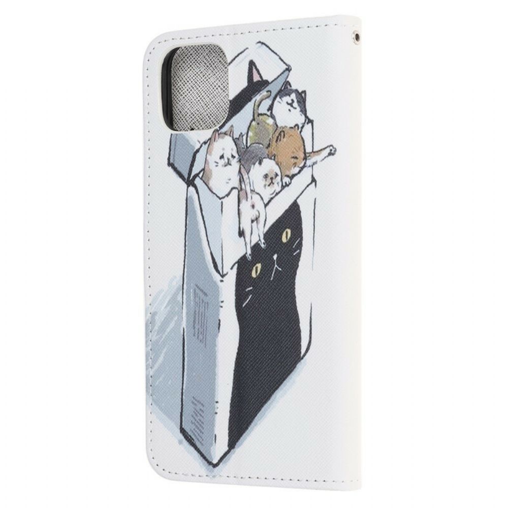 Folio-hoesje voor iPhone 13 Pro Met Ketting Thong Kat Levering