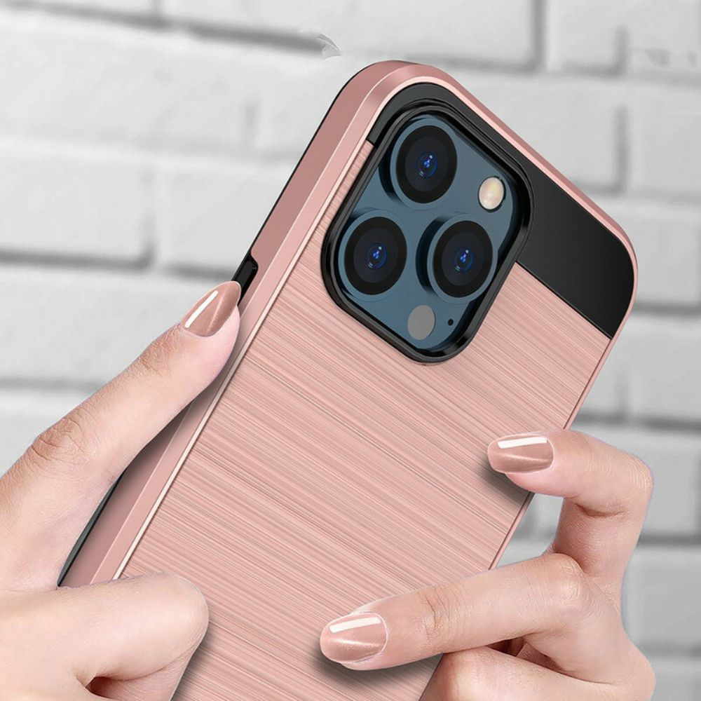 Hoesje voor iPhone 13 Pro Geborstelde Koolstofvezel