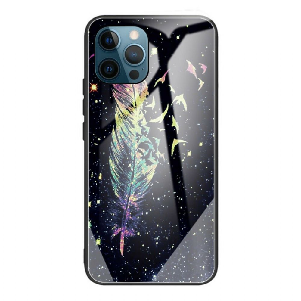 Hoesje voor iPhone 13 Pro Gehard Glas Met Veren