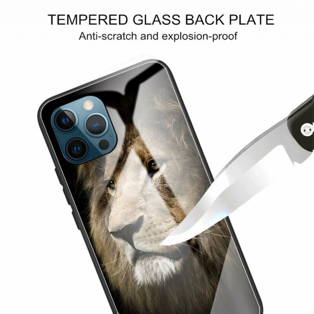 Hoesje voor iPhone 13 Pro Leeuwenkop Gehard Glas